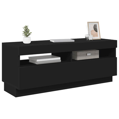Szafka pod TV z oświetleniem LED, czarna, 100x35x40 cm