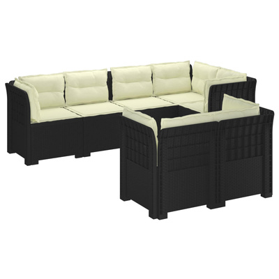 Sofa ogrodowa 7-osobowa z poduszkami w wyglądzie rattanowym PP