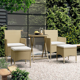 vidaXL 5-cz. zestaw bistro do ogrodu, rattan PE i szkło hartowane, beż