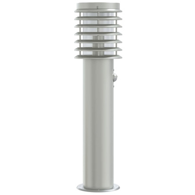 Lampy ogrodowe na słupku, z czujnikiem, 3 szt., srebrne, 60 cm