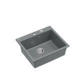 MORGAN 110 GraniteQ zlewozmywak silver stone z syfonem Push To Open stal szlachetna 1-komorowy b/o + zaczepy 4 szt