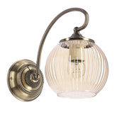 Kinkiet TORES stare złoto 1x60W E27 bursztynowy szklany klosz klasyczna lampa ścienna do salonu sypialni korytarza