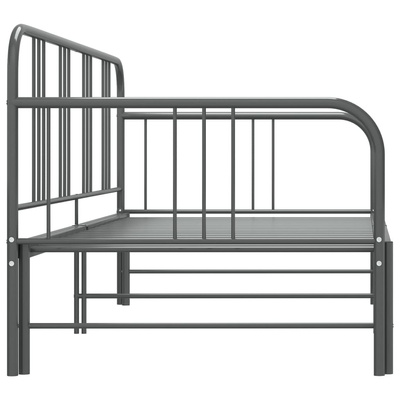 Sofa z wysuwaną ramą łóżka, szara, metalowa, 90x200 cm wariant 4