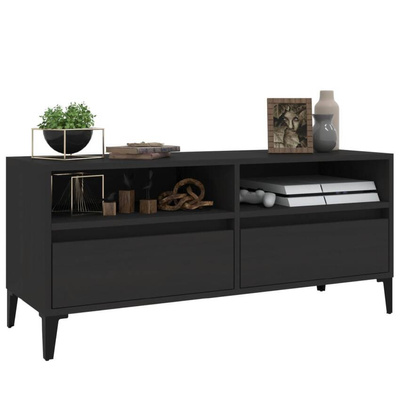 vidaXL Szafka pod TV, czarna, 100x34,5x44,5cm, materiał drewnopochodny