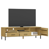 vidaXL Szafka pod TV OSLO, metalowe nóżki, brązowa, sosnowa model standard