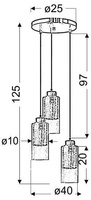 Lampa wisząca sufitowa srebrna szklane klosze 3x60W Libano Candellux 33-51691