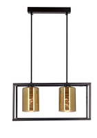 Lampa wisząca LURI 2x40W E27 czarna ze złotymi kloszami, nowoczesna oprawa sufitowa do salonu i kuchni, loftowy styl, elegancki minimalizm