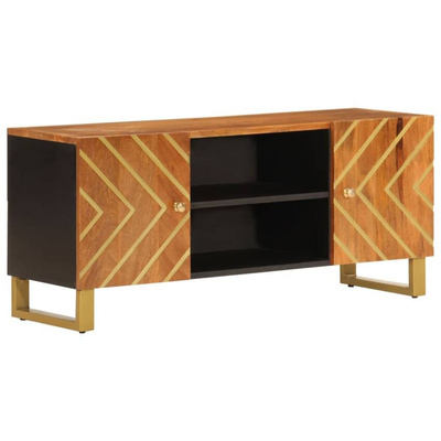 vidaXL Szafka pod TV, brązowo-czarna 105x33,5x46 cm, lite drewno mango