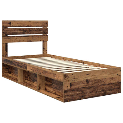 Ramka łóżka Stare drewno 75 x 190 cm Lite drewno sosnowe