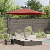 Parasol plażowy z paskami LED terakota 249 x 249 x 250 cm