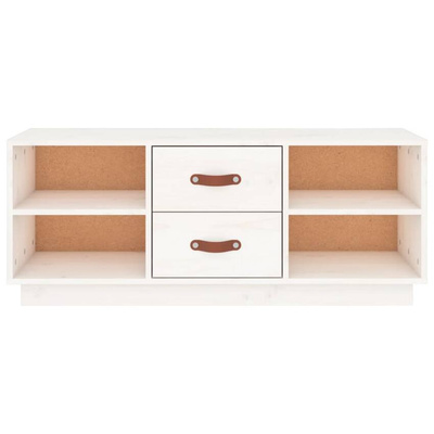 vidaXL Szafka pod TV, biała, 100x34x40 cm, lite drewno sosnowe