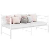 vidaXL Sofa z wysuwaną ramą łóżka, biała, metalowa, 90x200 cm