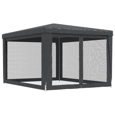 vidaXL Namiot imprezowy z 4 ścianami z siatki, antracyt, 3x4 m, HDPE