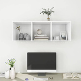 vidaXL Wisząca szafka pod TV, biała, 37x37x107 cm