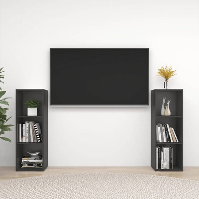 vidaXL Szafki telewizyjne, 2 szt., szare, 107x35x37 cm, płyta wiórowa