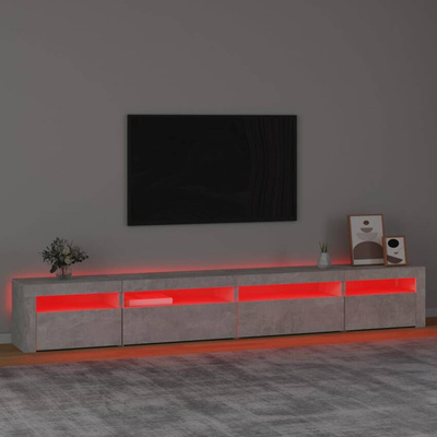 vidaXL Szafka pod TV z oświetleniem LED, szarość betonu, 270x35x40 cm