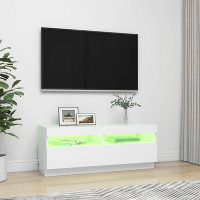 vidaXL Szafka pod TV z oświetleniem LED, biała, 100x35x40 cm