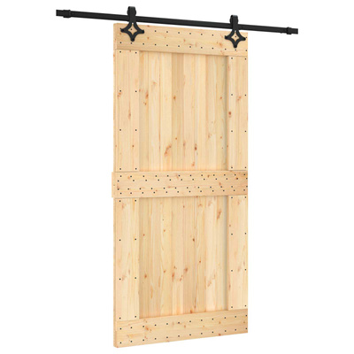 Drzwi przesuwne 100 x 210 cm Lite Drewno Sosnowe (Nieobrobione)