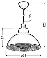 Lampa sufitowa wisząca 1X60W E27 czarny SCRIMI 31-56658