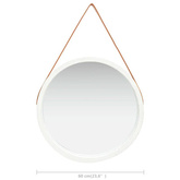 vidaXL Lustro ścienne na pasku, 60 cm, białe