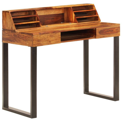 vidaXL Biurko, 110x55x94 cm, lite drewno sheesham i stal