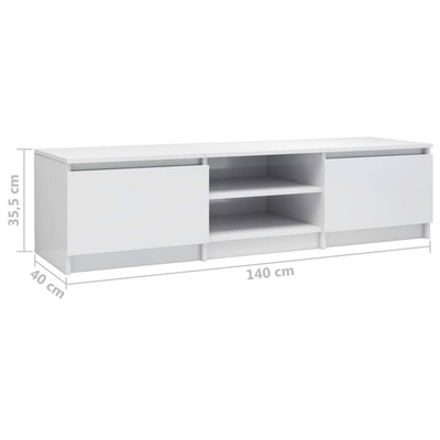 vidaXL Szafka pod TV, wysoki połysk, biała, 140x40x35,5 cm