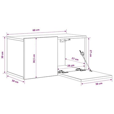 Szafki wiszące pod TV 3 szt., białe, 60x30x30 cm