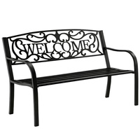 Ławka Ogrodowa Taras Ogród Park Metalowa Oparcie WELCOME Czarna 127 cm