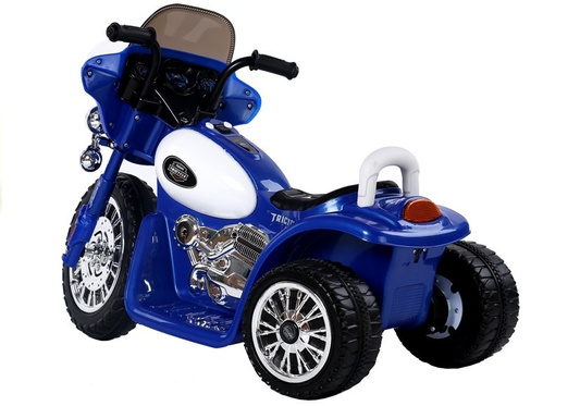 Motor na Akumulator Trójkołowy JT568 Policja Dla Dzieci LED Niebieski
