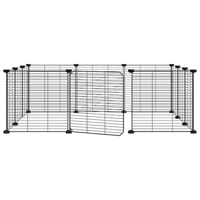 Klatka dla zwierząt z bramką, 12 paneli, czarna, 35x35 cm, stal