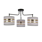 Lampa sufitowa czarny 3xE27 abażur biały + złoty Andy 33-00514