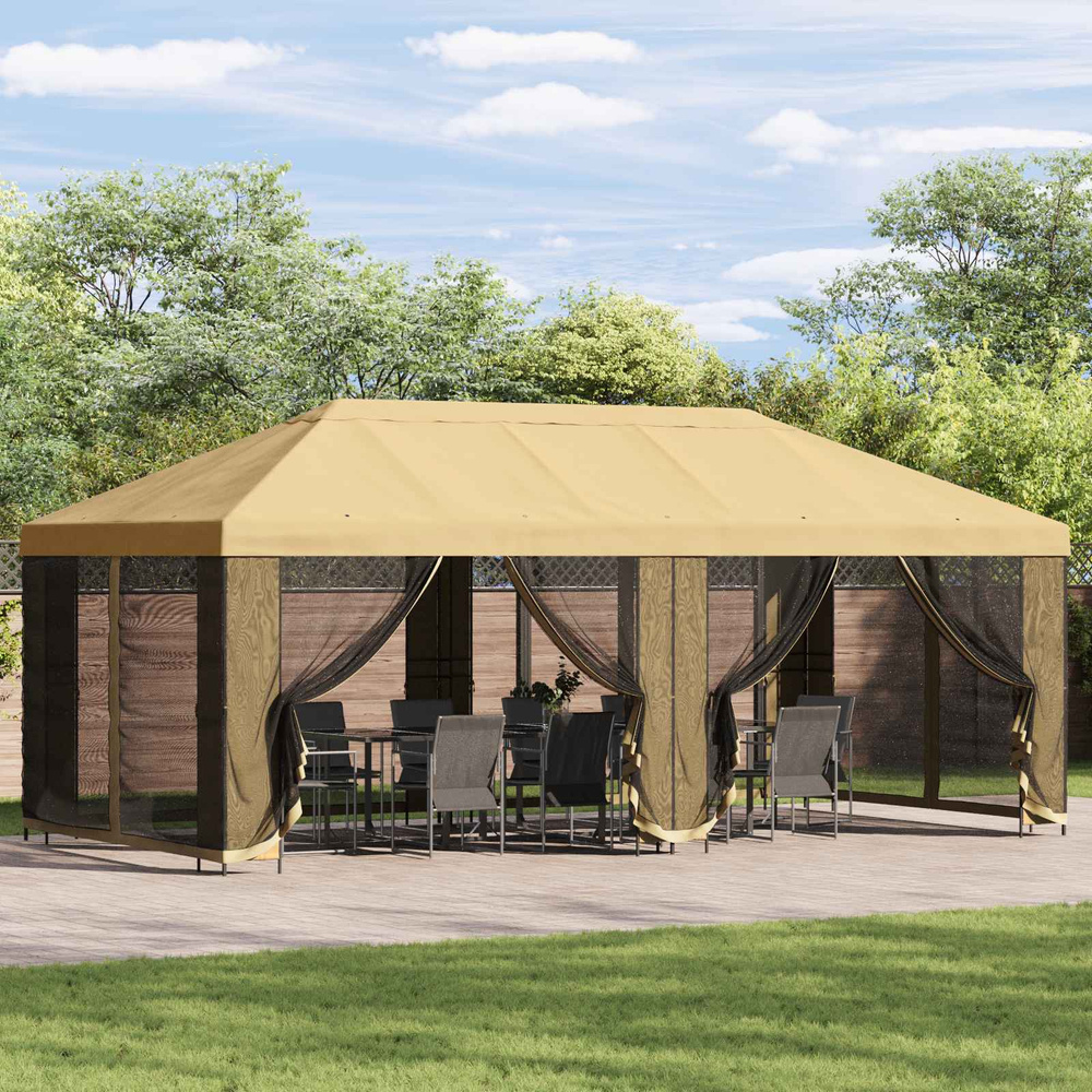 Altana z bokami 6 x 3 m kremowy Poliester i Stal 190