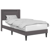 Ramka łóżka z paskami LED Szary 100 x 200 cm Ekoskóra
