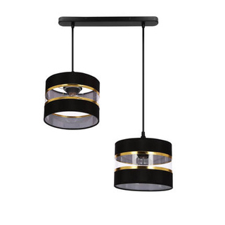 Lampa wisząca z abażurami Pandy czarna podwójna do salonu E27