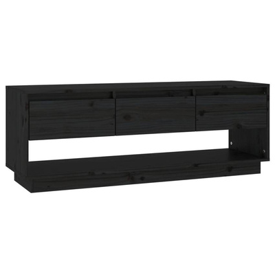 vidaXL Szafka pod TV, czarna, 110,5x34x40 cm, lite drewno sosnowe