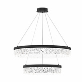 Lampa wisząca FROZI w stylu glamour – czarny klosz z kryształkami – nowoczesny żyrandol LED do luksusowego salonu