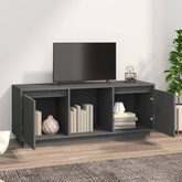 vidaXL Szafka pod TV, szara, 110,5x35x44 cm, lite drewno sosnowe