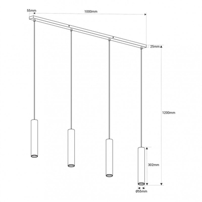 Lampa Wiszaca cztery złote tuby GU10 Abruzzo Trotti