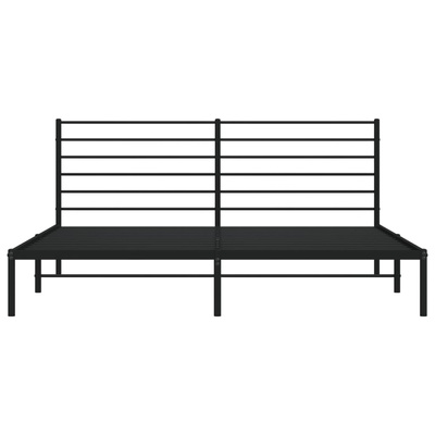 Metalowa rama łóżka z wezgłowiem, czarna, 180x200 cm