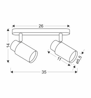 Claro lampa sufitowa listwa biały 2x15W GU10 klosz biały+drewniany  92-27719
