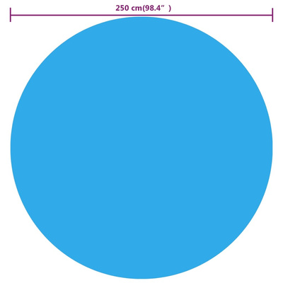 Pływająca, okrągła folia, pokrywa solarna PE, 250 cm, niebieska