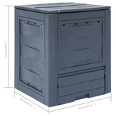 Kompostowniki ogrodowe, 2 szt., szare, 60x60x73 cm, 520 L