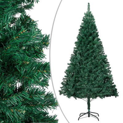 vidaXL Sztuczna choinka z lampkami i bombkami, zielona, 240 cm