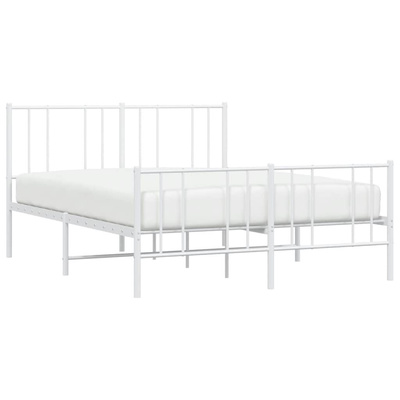 Metalowa rama łóżka z wezgłowiem i zanóżkiem, biała, 140x190 cm vidaXL