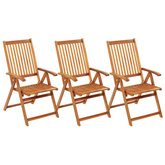 vidaXL Składane krzesła ogrodowe z poduszkami, 3 szt., drewno akacjowe