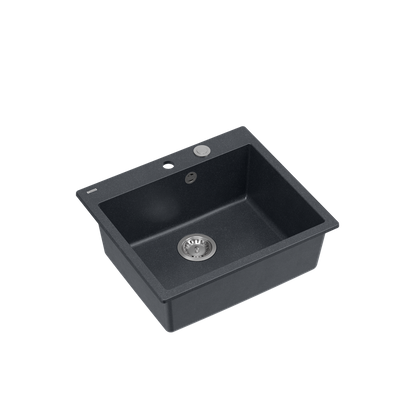 MORGAN 110 GraniteQ zlewozmywak black diamond z syfonem Push To Open stal szlachetna 1-komorowy b/o + zaczepy 4 szt