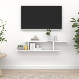 vidaXL Wisząca szafka pod TV, biel z połyskiem, 125x18x23 cm