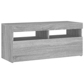 vidaXL Szafka pod TV z oświetleniem LED, szary dąb sonoma, 90x35x40 cm