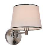 Kinkiet srebrny regulowany z włącznikiem biały abażur Ibis Candellux 21-00883