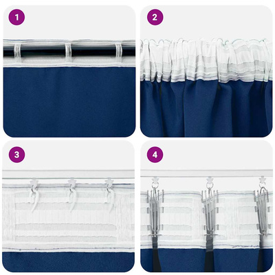 Firany blackout z kółkami 2 pcs Ciemnoniebieski 175 x 140 cm